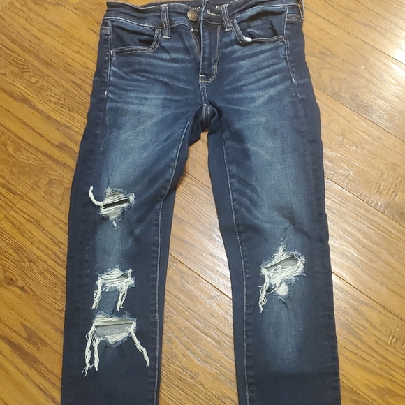 American Eagle Distressed Women's Blue Jean Jeggings; Excellent Condition - Picture 2 of 5